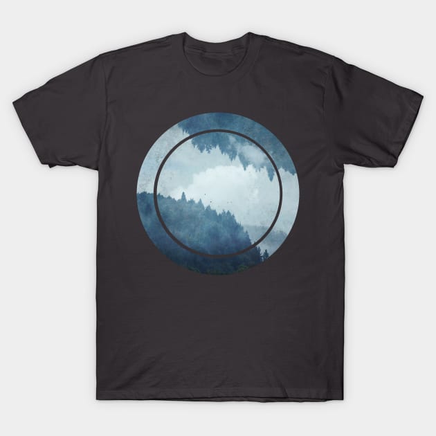 Reflected Landscape - Foggy Mountains T-Shirt by DyrkWyst